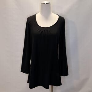 Eileen Fisher Sweater Womens Medium Black Silk Cashmere Scoop Neck Tunic Knit
